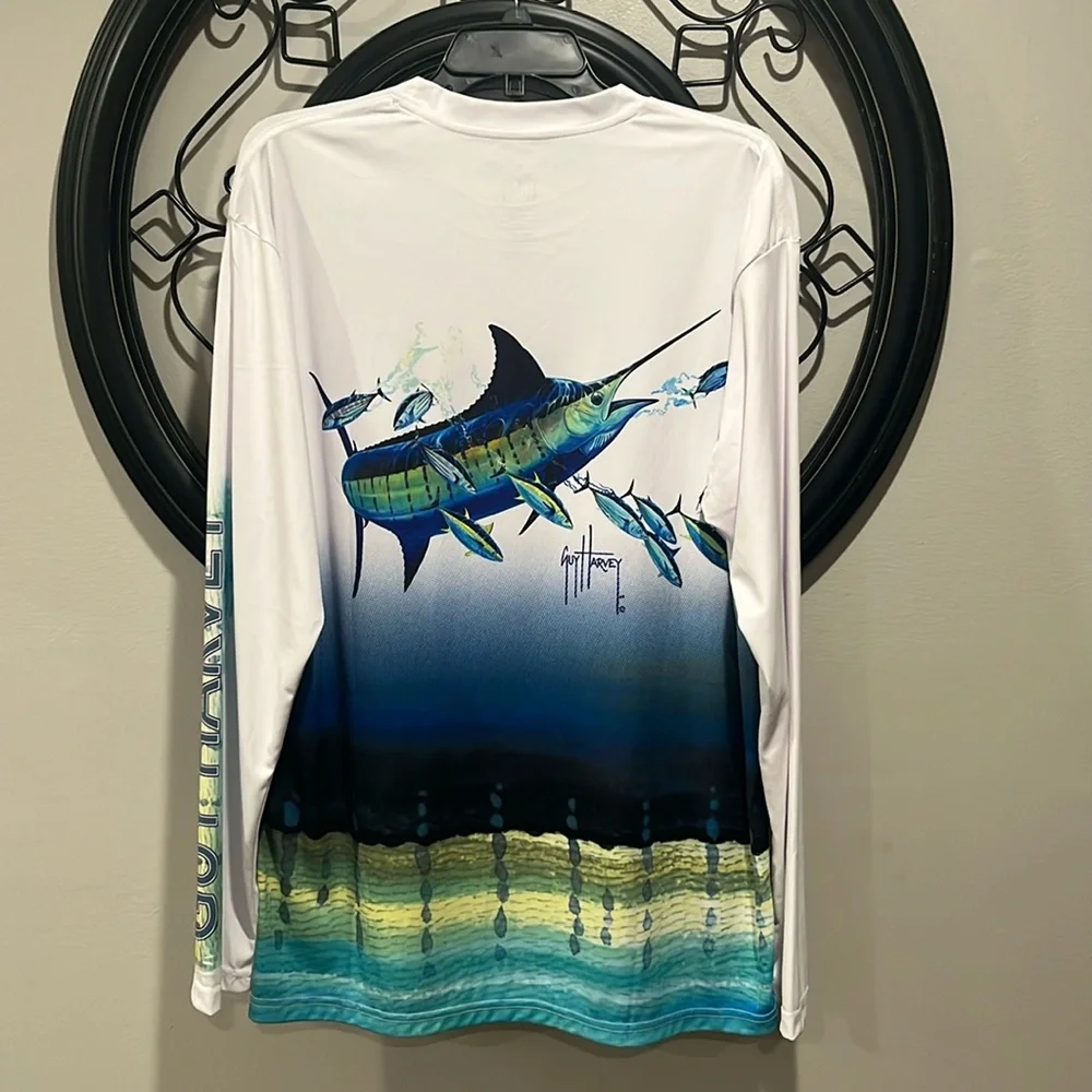 Guy Harvey NWT Men’s Marlin UPF Sun Performance long sleeve shirt size large - Picture 6 of 12